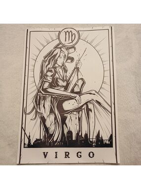 2/$10 Black and White Virgo Zodiac Canvas Art Print